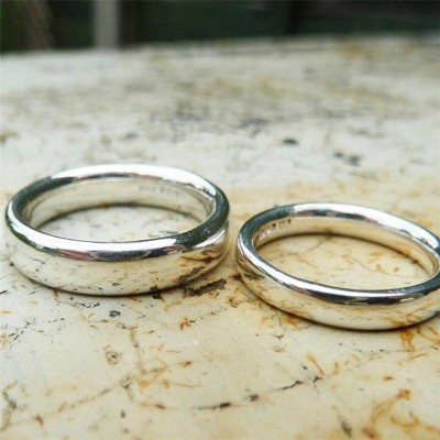 Silver Comfort Fit Wedding Ring Set - The Handmade ™