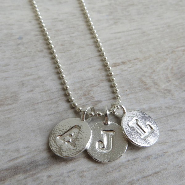 Silver Letter Charm And Ball Chain Necklace - The Handmade ™