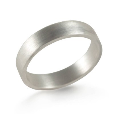 Silver Wedding Band Ring Hand Forged Flat Fit - The Handmade ™