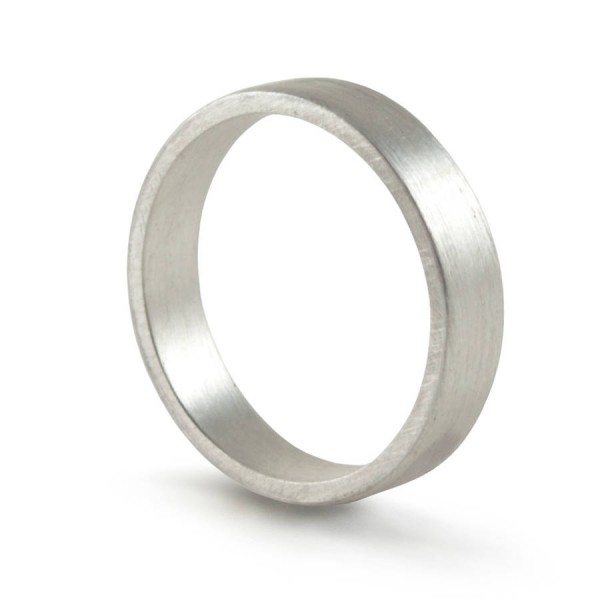 Silver Wedding Band Ring Hand Forged Flat Fit - The Handmade ™