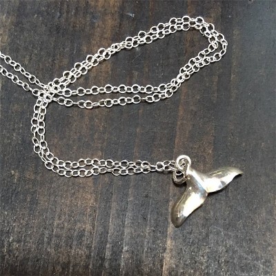 Silver Whale Tail Pendant Necklace - The Handmade ™