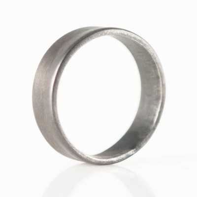 Silver Oxidized Flat Wedding Band Ring - The Handmade ™