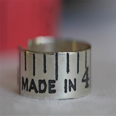 Etched Silver Vintage Style Tape Measure Ring - The Handmade ™