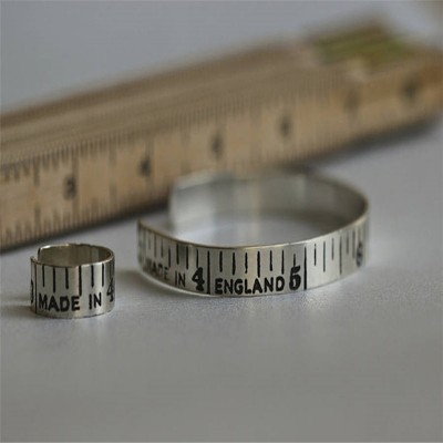 Etched Silver Vintage Style Tape Measure Ring - The Handmade ™
