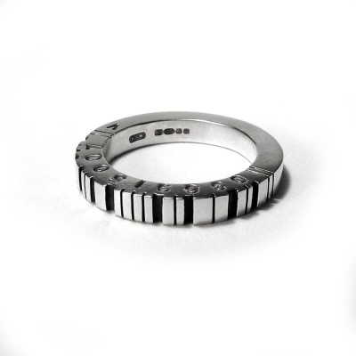 Thick Square Silver Barcode Ring - The Handmade ™