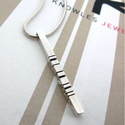 Thin Silver Barcode Pendant - The Handmade ™