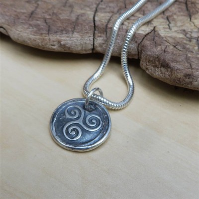 Triskelion Mens Silver Necklace - The Handmade ™