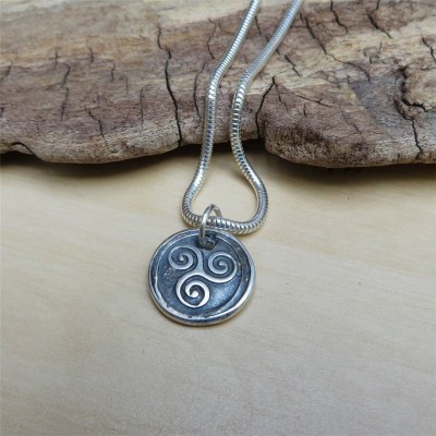 Triskelion Mens Silver Necklace - The Handmade ™