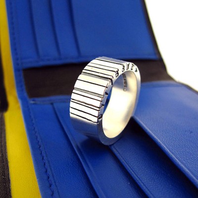 Wide Silver Barcode Ring - The Handmade ™