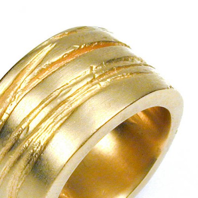 Wide Silver Texture Bound Ring In Gold - The Handmade ™