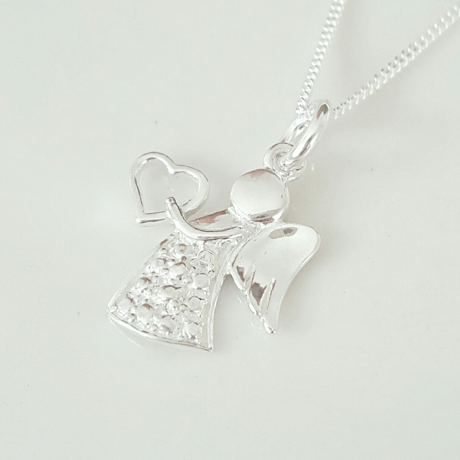 Angel Necklace, Sterling Silver Angel Necklace, Silver Angel Necklace, Angel Charm, Gift For Her