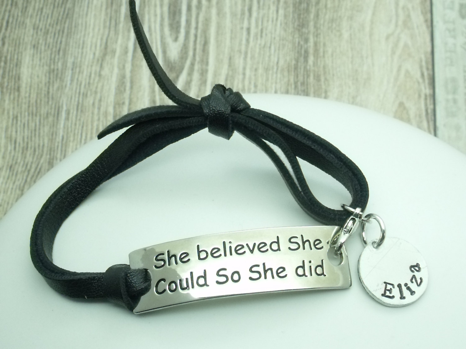She Believed She Could So She Did Personalised Bracelet, Graduation Bracelet, Leather Cord Bracelet, Gift For Her, Graduation Gift, Graduate