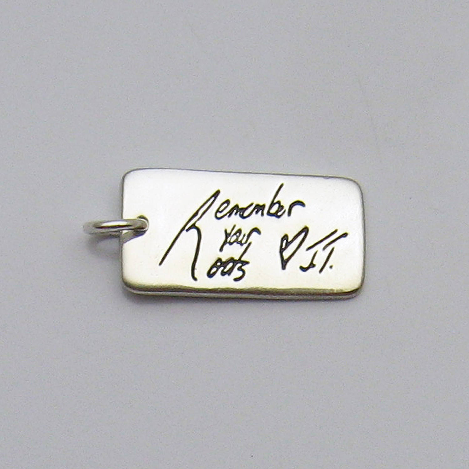 Handwriting Jewelry, Silver Bar Charm, Handmade Silver Pendant, Personalized Jewelry, Children's Artwork, Signature Jewelry, Men's Jewelry
