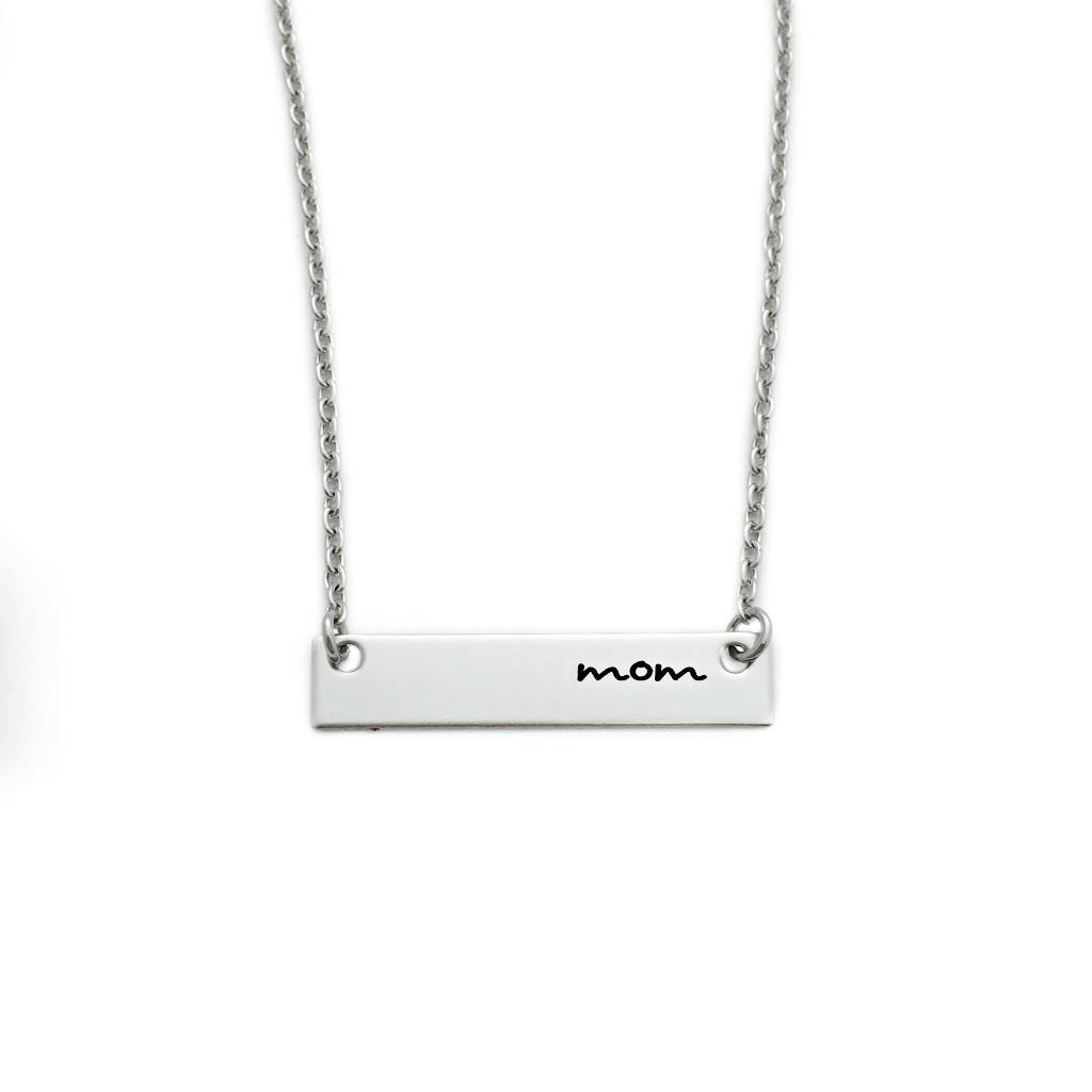 Personalized Mama Necklace - Engraved Jewelry - Steel Bar - Long Bar Necklace - Mother Jewelry - Mother's Day Gift - Grandma - 1383