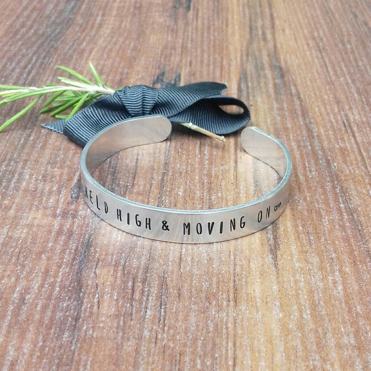 Break Up Gift, Positive Vibes Bracelet, Hand Stamped Cuff Bracelet, Moving On Gift,
