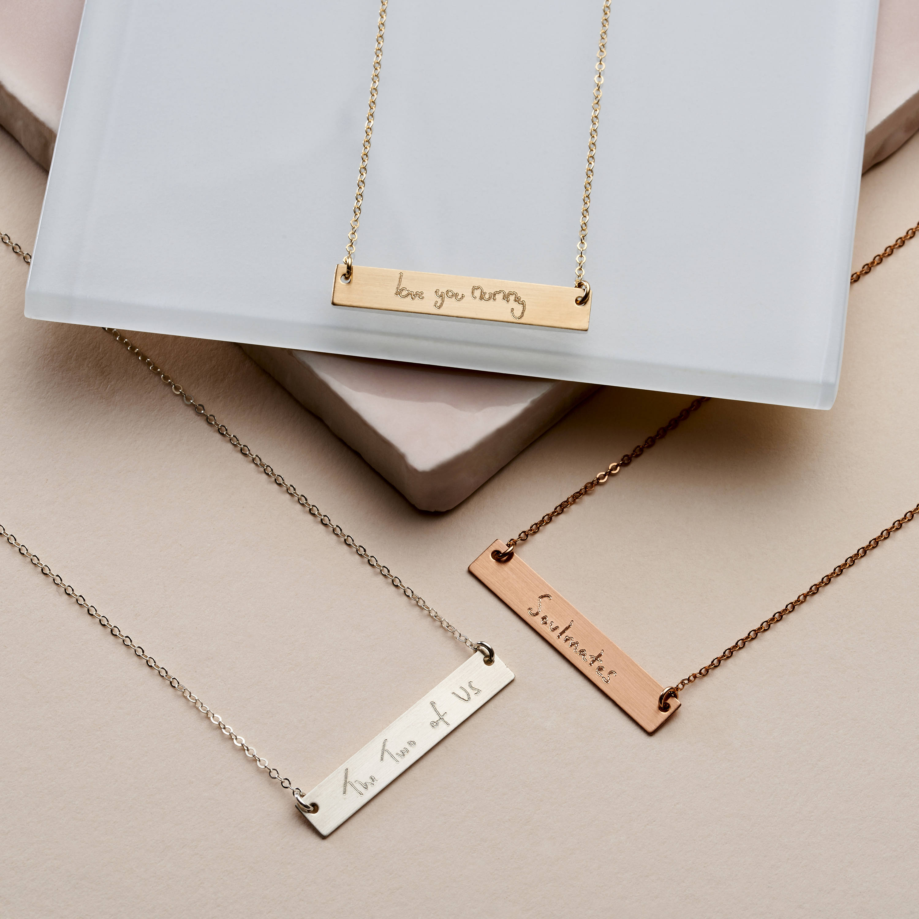 Actual Handwriting Bar Necklace - Personalised Necklace - Bar Necklace - Signature Necklace - Silver, Gold, Rose Gold NBH02