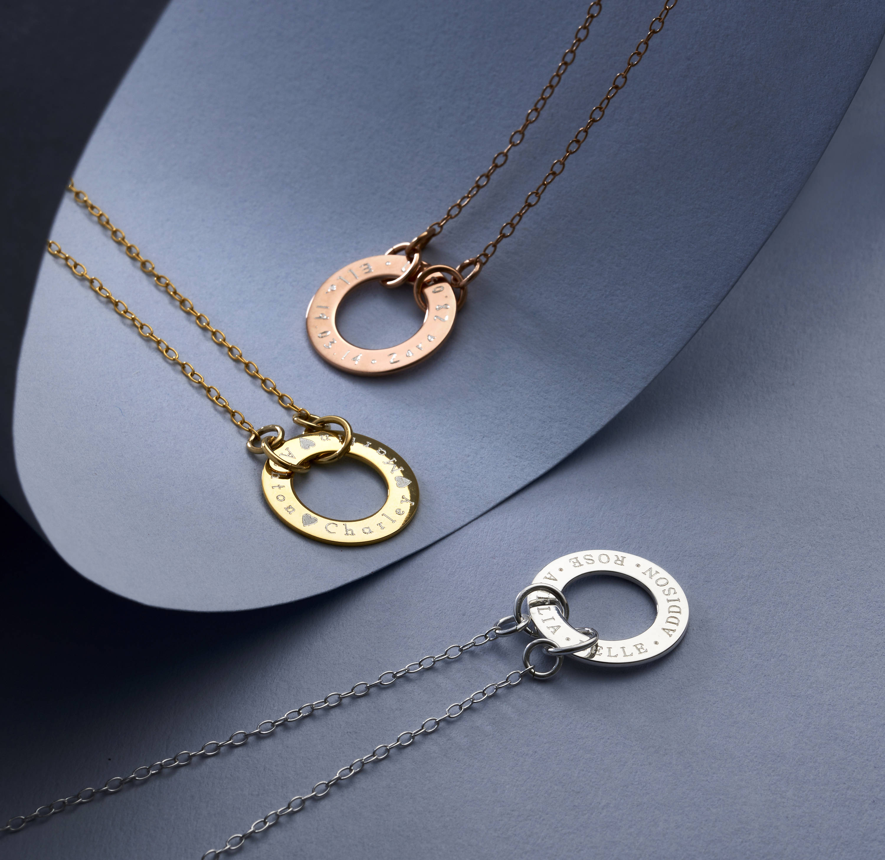 Personalised Circle Link Necklace - Family Circle Necklace - Roman Numerals Necklace - Circle Necklace - Gift For Her