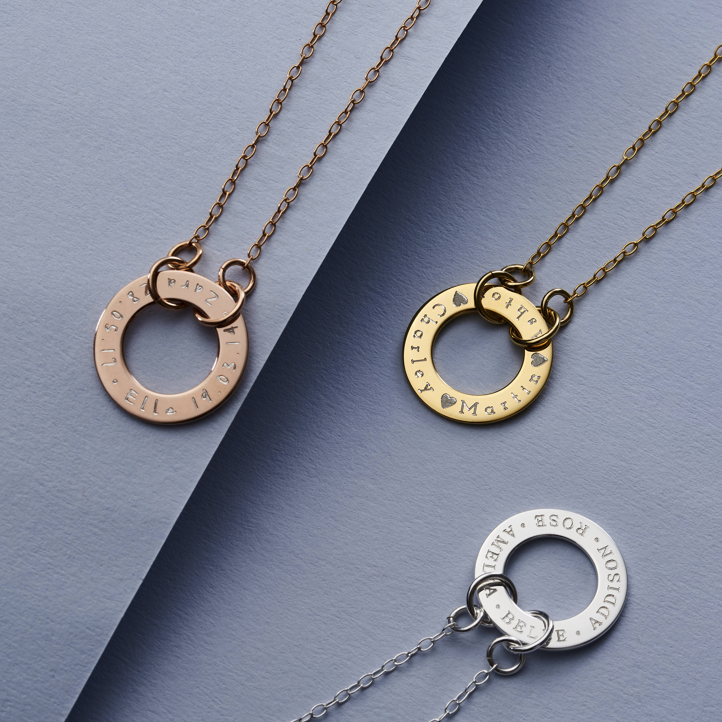 Personalised Circle Link Necklace - Family Circle Necklace - Roman Numerals Necklace - Circle Necklace - Gift For Her