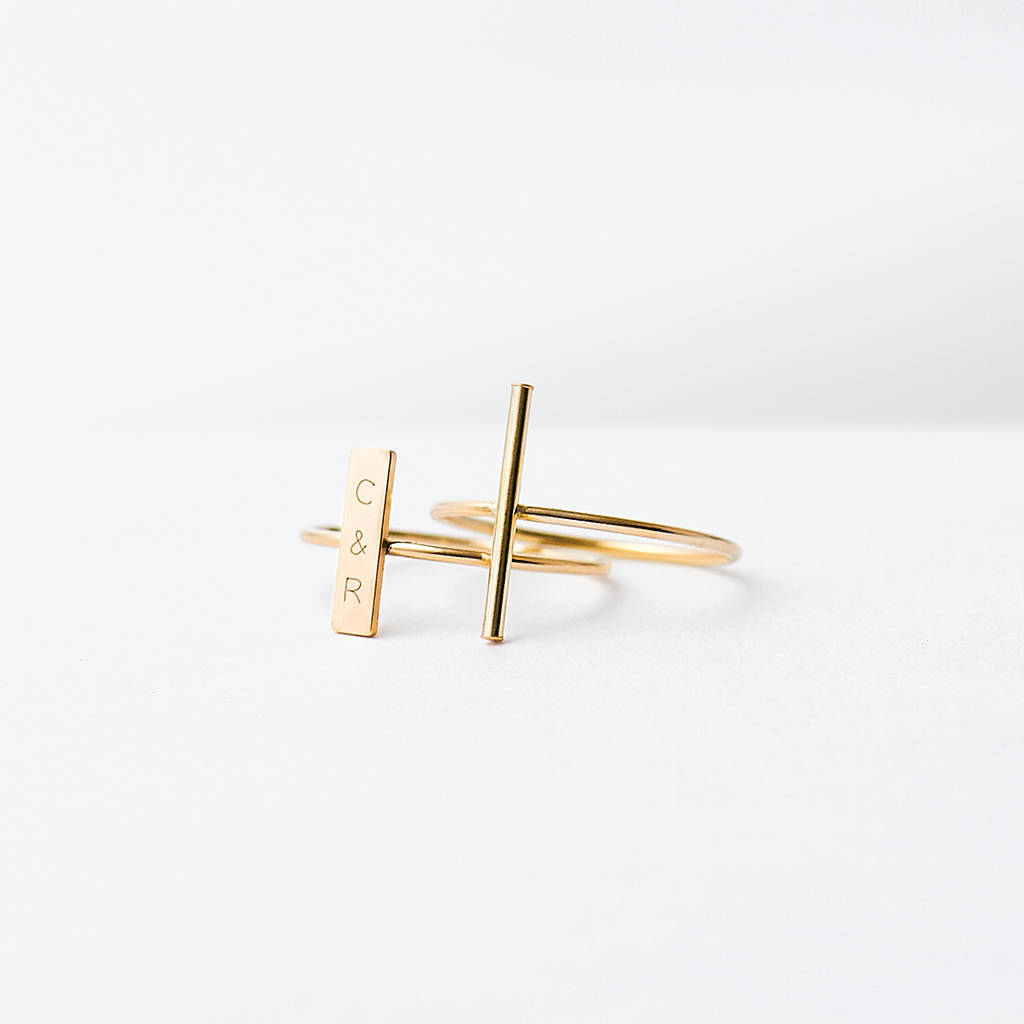 Set of Personalised Stacking Rings - skinny bar ring - custom initials ring - letter ring - gold bar ring - stacking rings uk