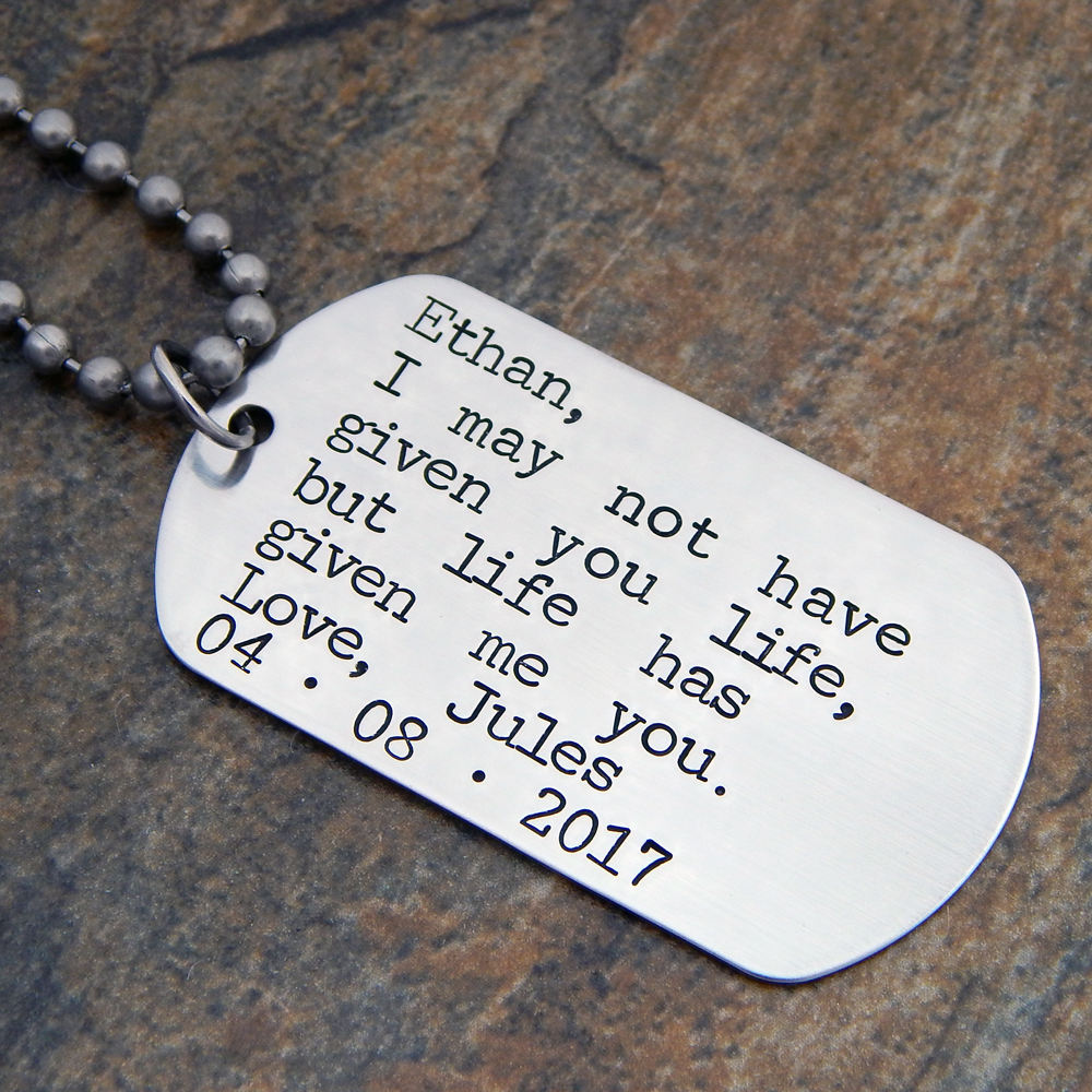 Personalized Step Son Wedding Gift - Groom's Son - Wedding Day Gift for Bride's Son - Life Has Given Me You Necklace or Keychain