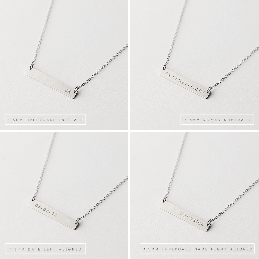 Wish - sterling silver horizontal bar necklace - minimal silver bar necklace - everyday silver necklace - bridesmaid favour