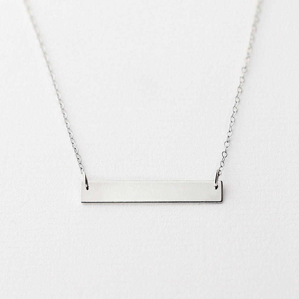 Wish - sterling silver horizontal bar necklace - minimal silver bar necklace - everyday silver necklace - bridesmaid favour