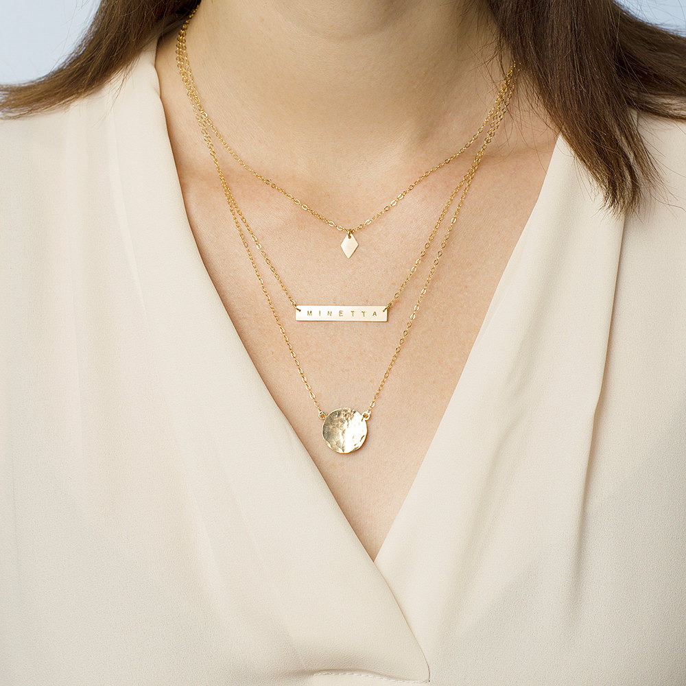 Wish - sterling silver horizontal bar necklace - minimal silver bar necklace - everyday silver necklace - bridesmaid favour