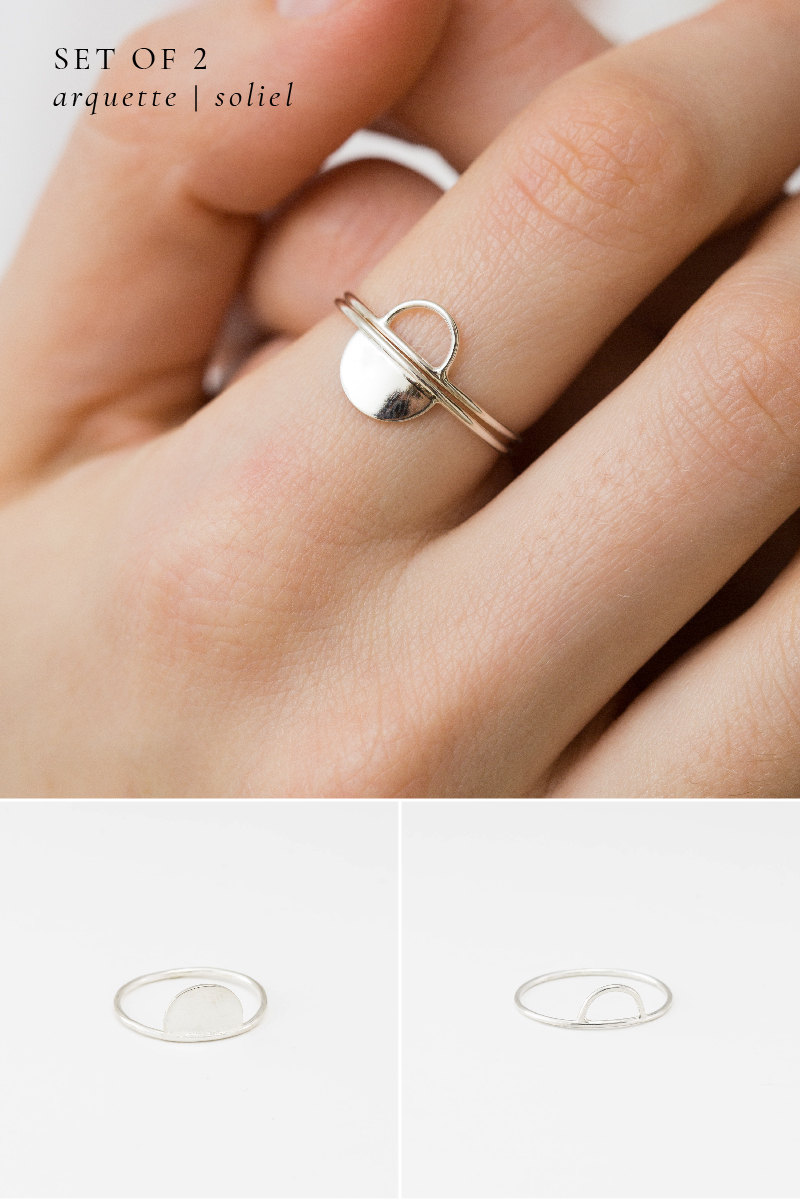 Arcs Collection Stacking Rings &bull; Dainty Stacking Rings &bull; Minimal Stacking Rings &bull; Boho Stacking Rings &bull; Arcs Collection by Layered and Long