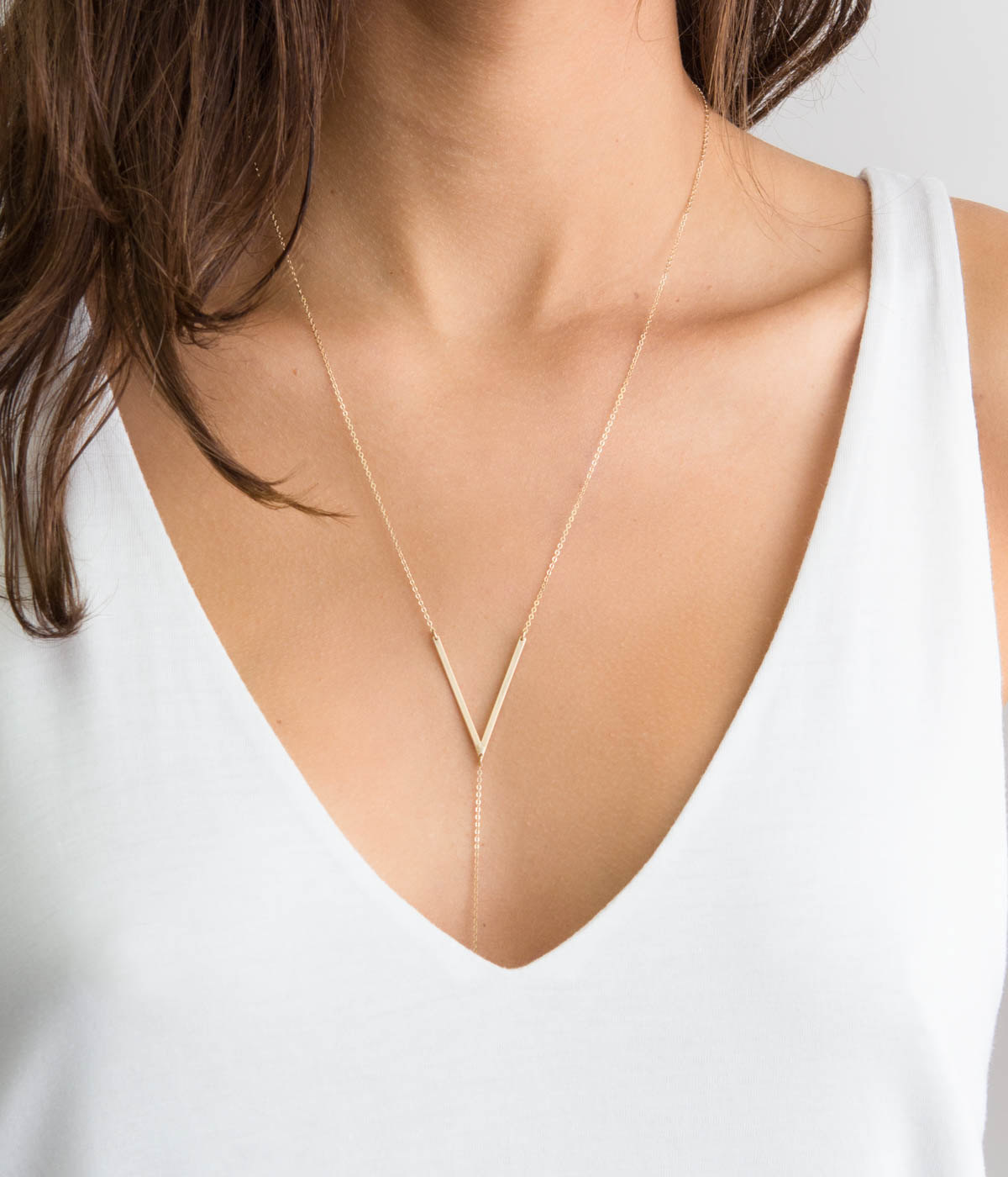 Badass Y Necklace, Statement V Necklace, 18k Gold Fill, Sterling Silver, Rose Gold Fill  Lariat Style Necklace by Layered and Long LN145_Y