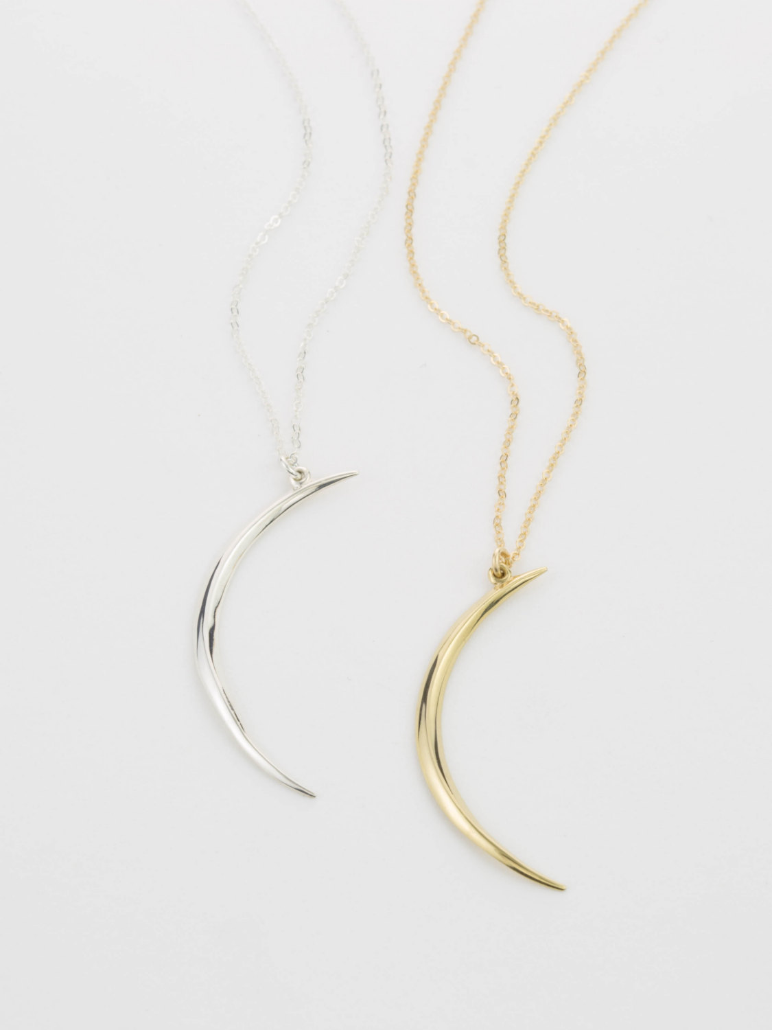 Crescent Moon Pendant Necklace / Gold or Silver / Dainty Moon Necklace / Large Moon Pendant on Long or Short Chain / Layered and Long LN515