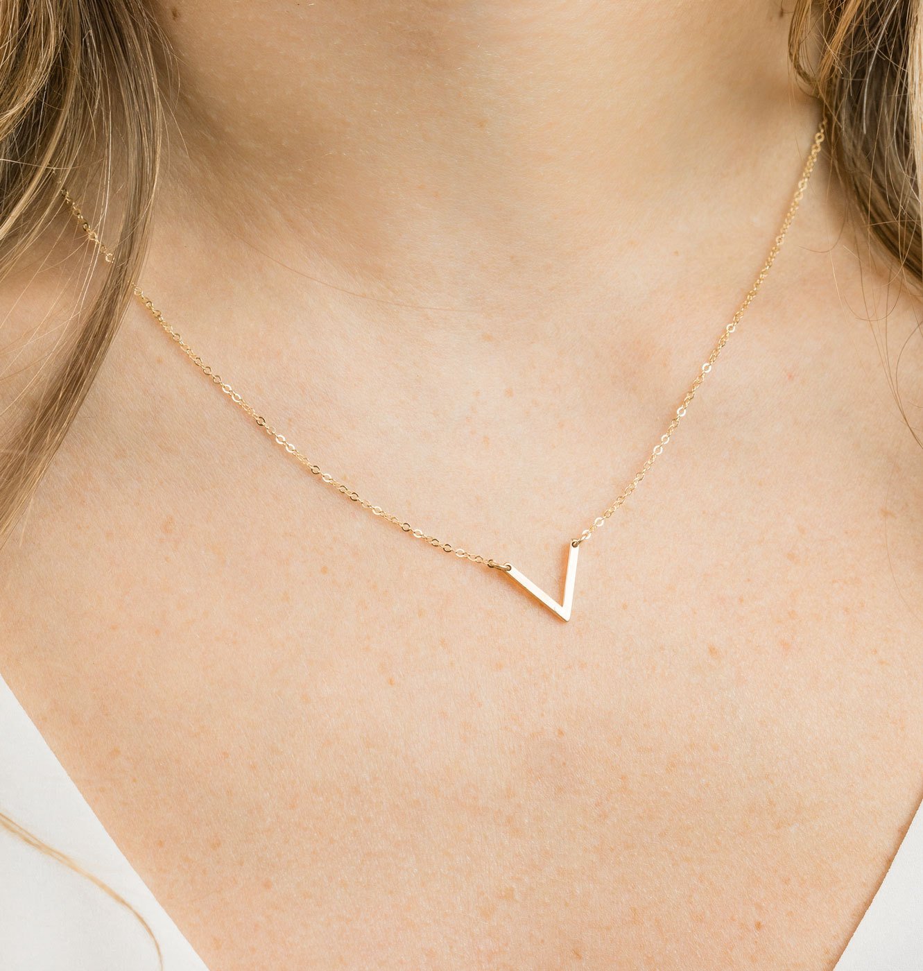 Dainty V Necklace / Gold Fill, Sterling Silver, 18k  Rose Gold Fill Triangle Necklace, Geometric Jewelry /KNOWLEDGE, LN141_10