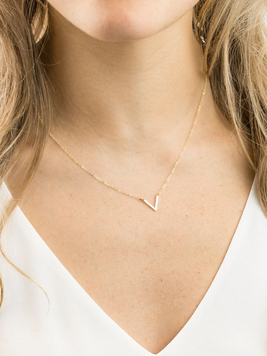 Dainty V Necklace / Gold Fill, Sterling Silver, 18k  Rose Gold Fill Triangle Necklace, Geometric Jewelry /KNOWLEDGE, LN141_10
