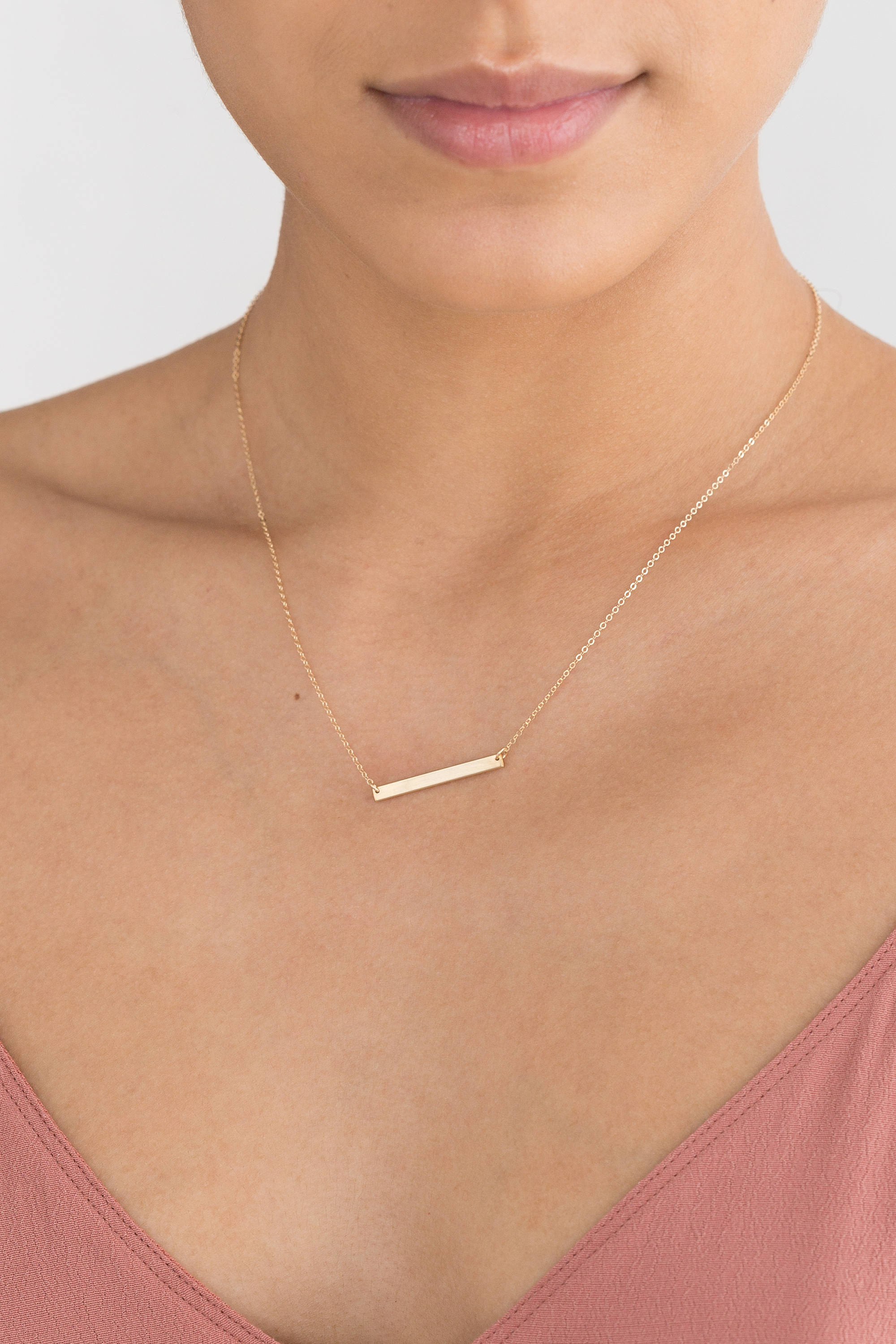 Extra Small Skinny Bar Necklace / Silver, Gold, or Rose Gold Custom Name Plate Necklace / Personalized OR Blank Bar Necklace  LN128_26_H