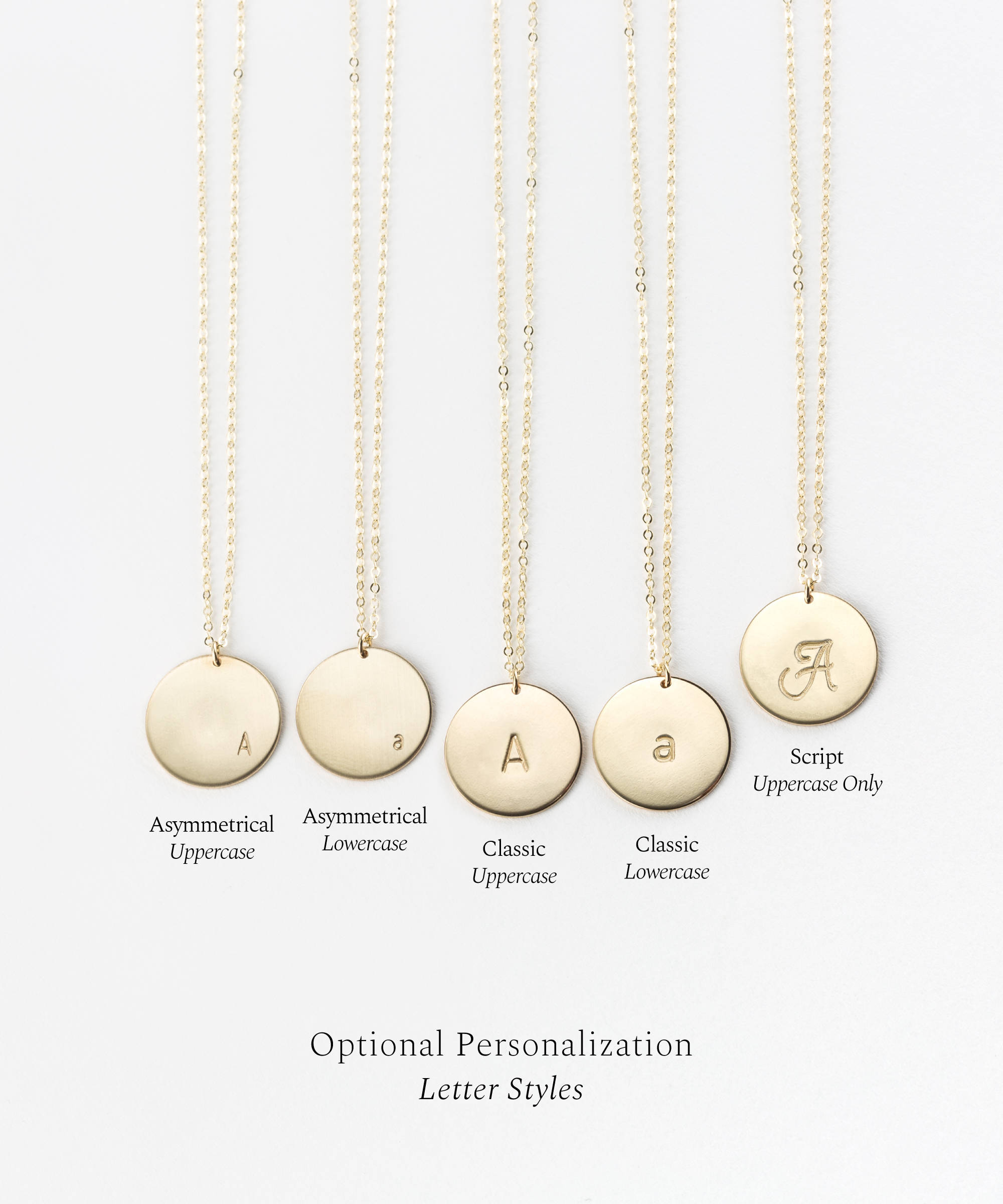 Large Gold Circle Necklace &bull; Initial Disk Necklace, Simple, Everyday Large Coin Necklace &bull; Custom Letter Pendant &bull; LN216