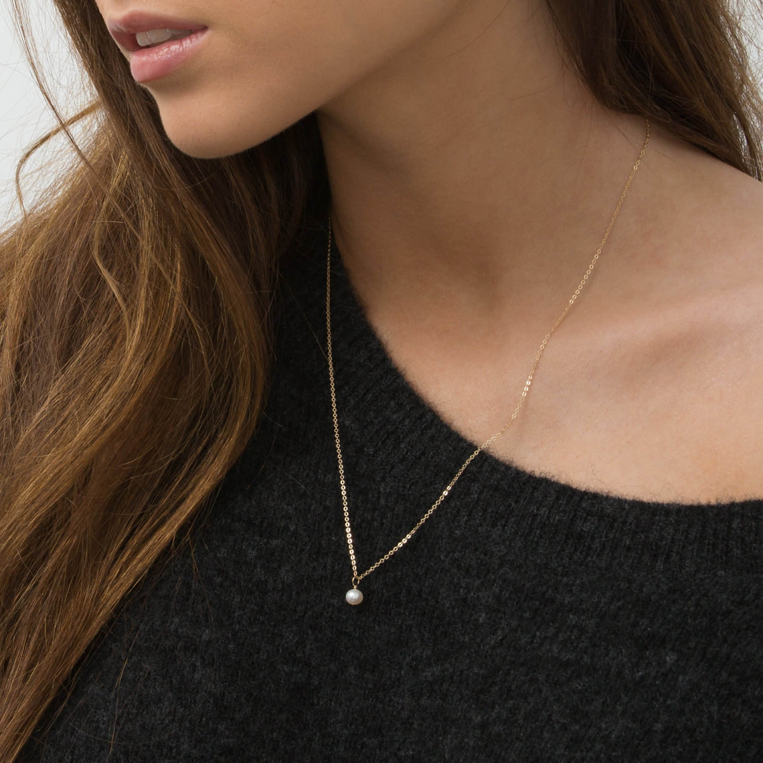 Pearl Drop Necklace, Gold, Silver, Dainty Small Pearl Thin Gold Chain 18k Gold Fill, Sterling Silver, Layering Necklace Layered + Long LN613