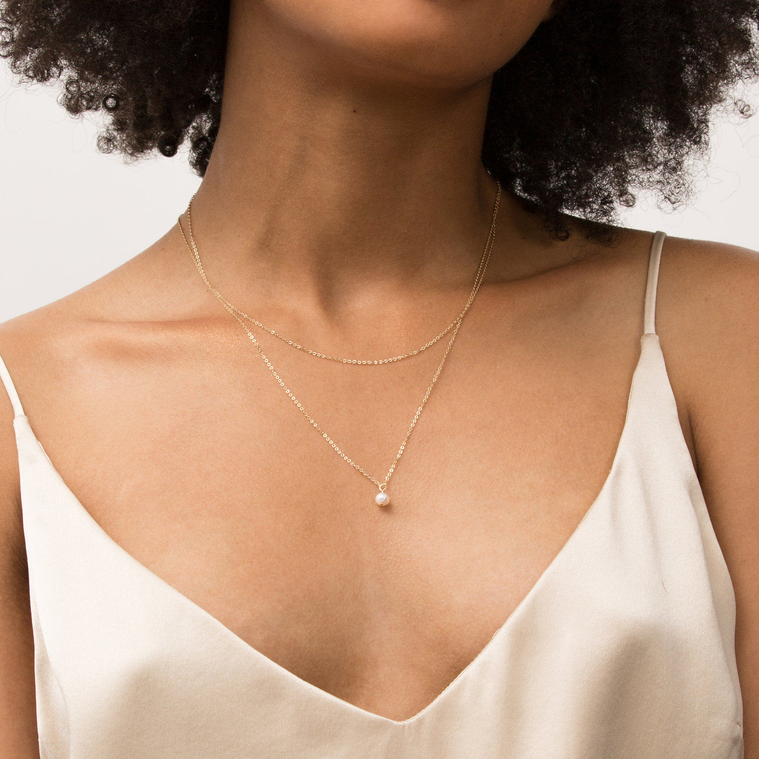 Pearl Drop Necklace, Gold, Silver, Dainty Small Pearl Thin Gold Chain 18k Gold Fill, Sterling Silver, Layering Necklace Layered + Long LN613