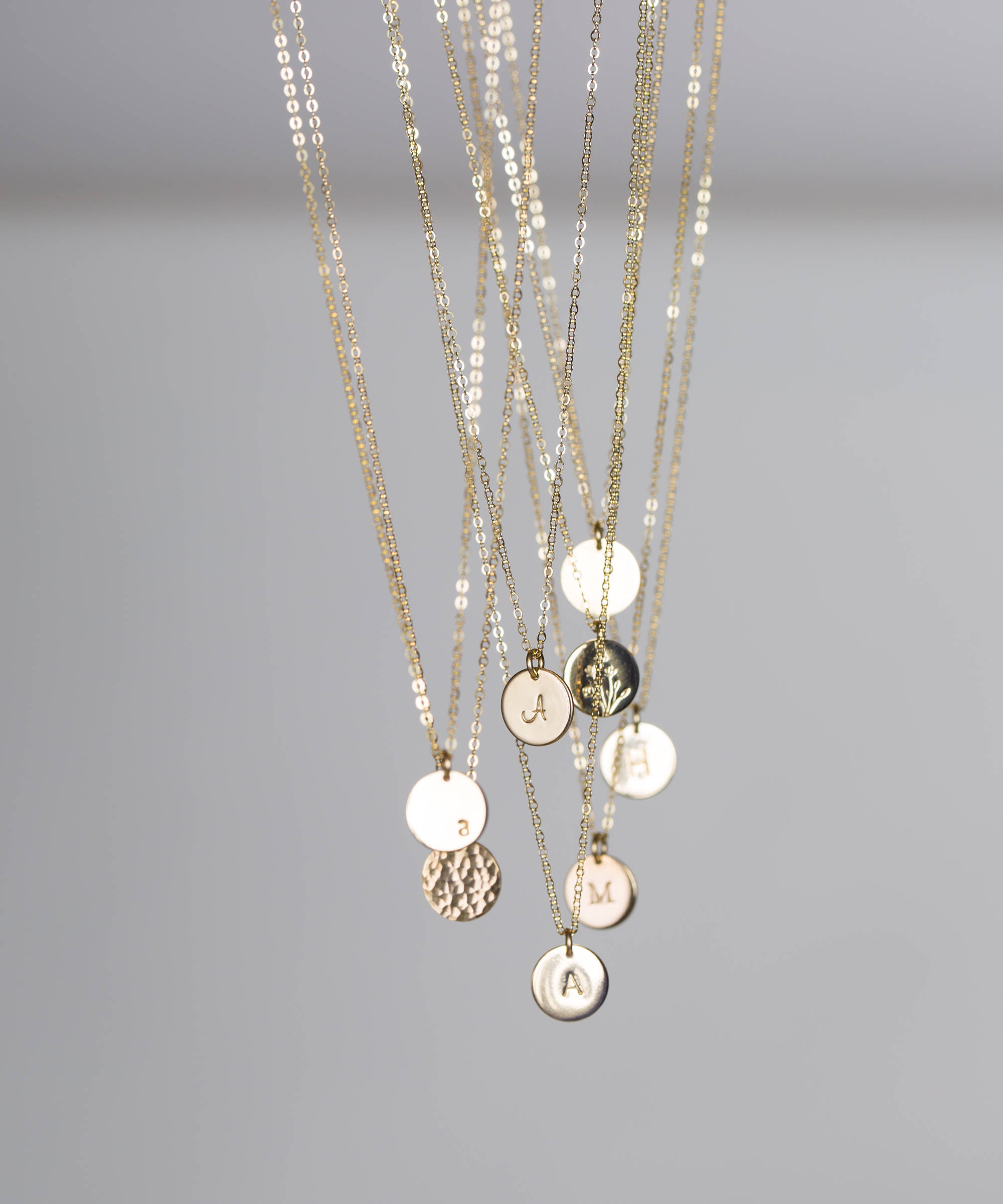 Personalized Disk Necklace, Dainty Circle Tag/Coin with Custom Initials in 18k Gold Filled, Silver, or Rose Gold SMALL DISK Necklace &bull; LN209