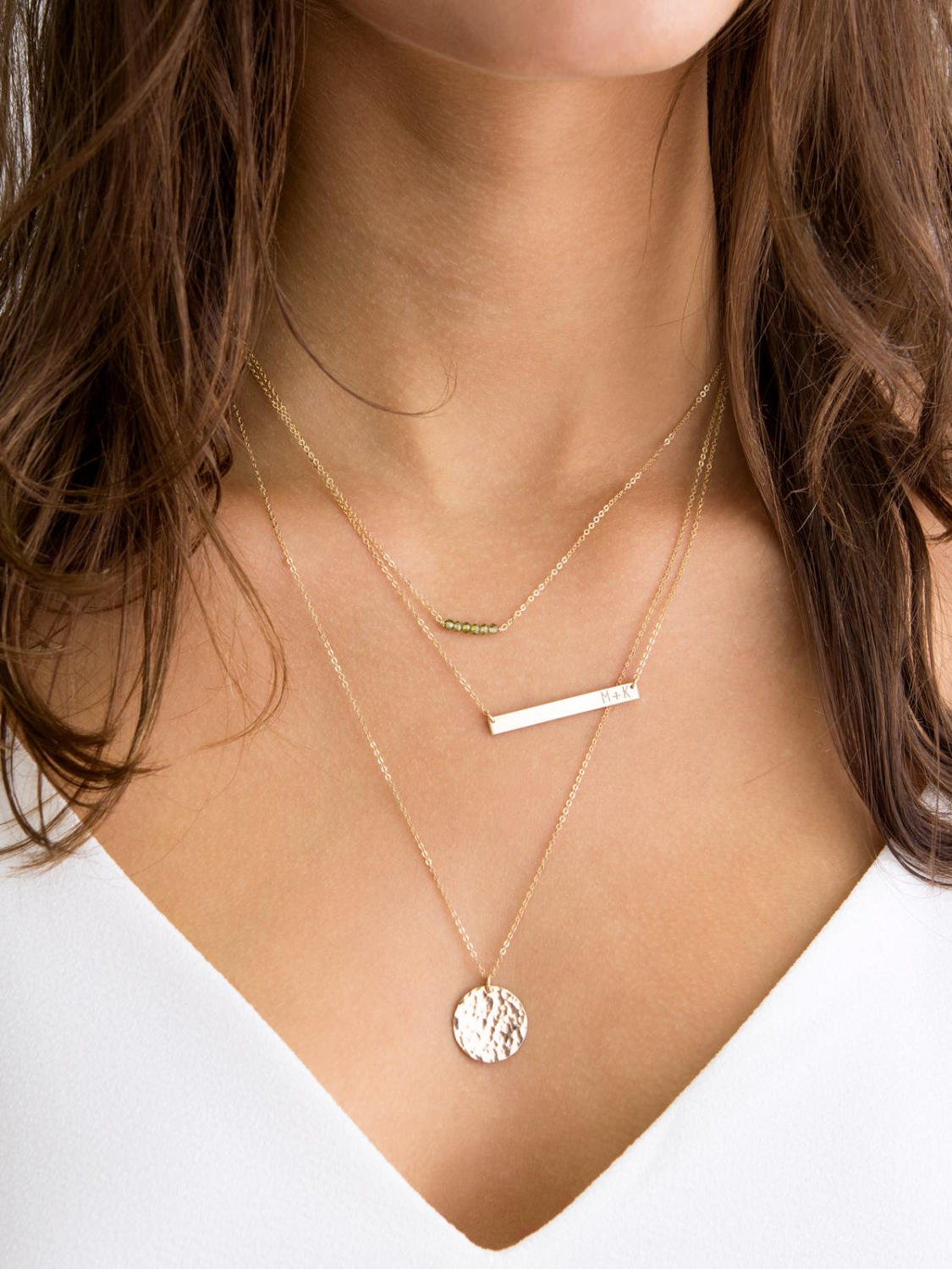Personalized Layering Necklace Set / Custom Birth Stone Necklace / Silver or Gold Initial Necklaces / Delicate Gold Necklace Set LS910