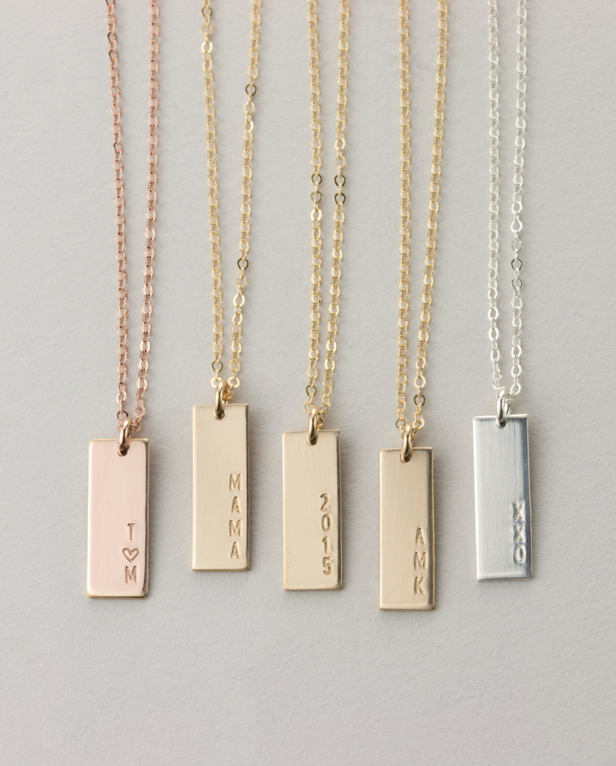 Personalized Tag Necklace &bull; Gold Initials Bar Necklace, Silver or Rose Gold &bull; Vertical Bar Necklace &bull; LN155_16_V