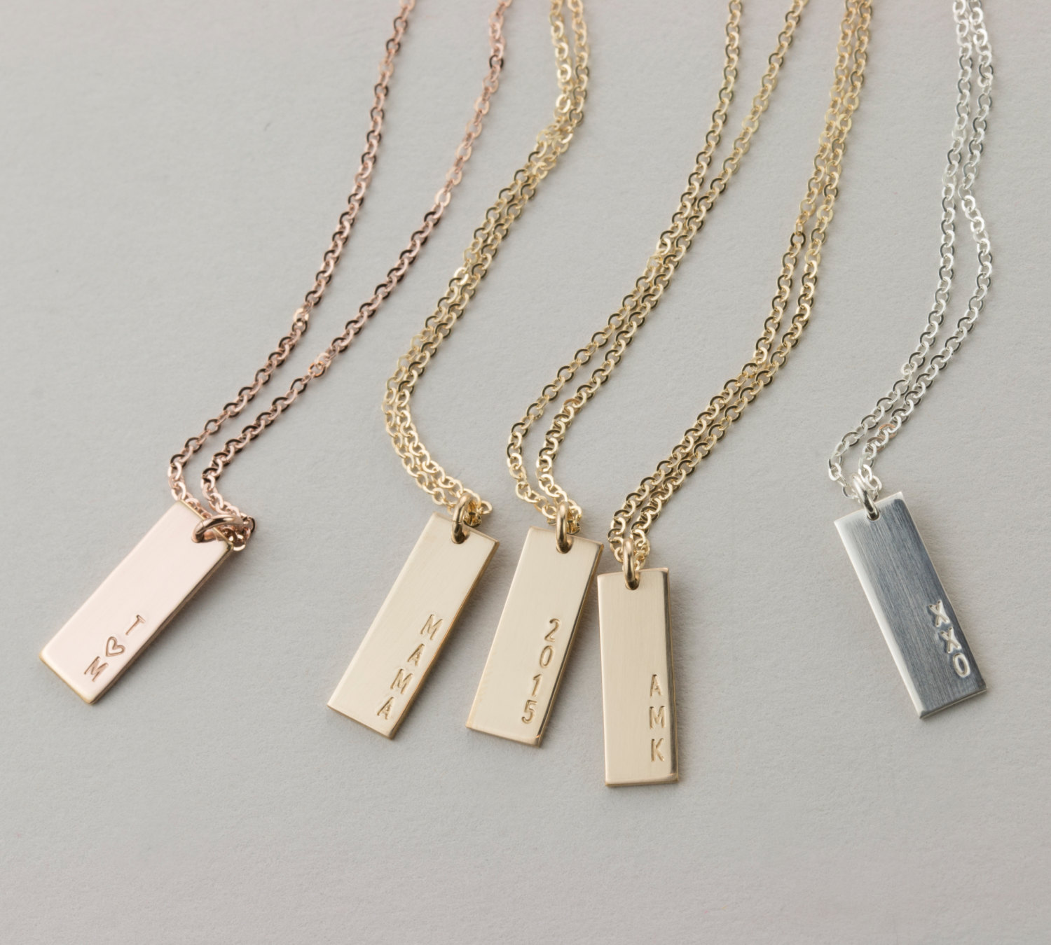 Personalized Tag Necklace &bull; Gold Initials Bar Necklace, Silver or Rose Gold &bull; Vertical Bar Necklace &bull; LN155_16_V