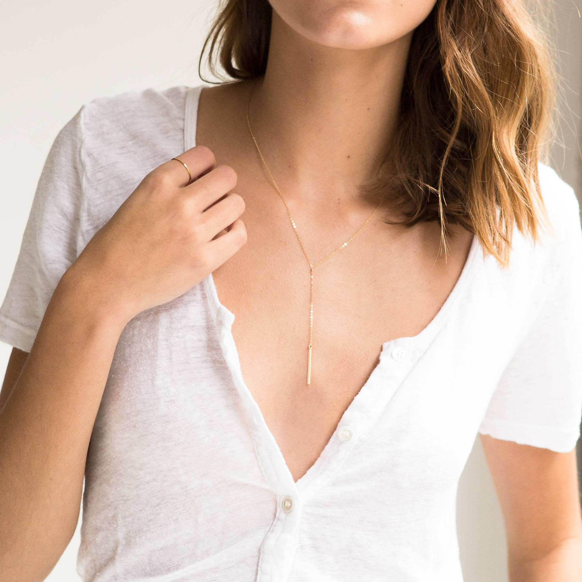 Short Lariat Y Necklace Gold, Silver, or Rose - Lariat Necklace - Layering Y Necklace 18k Gold Fill or Sterling Silver, LN120_25_Y