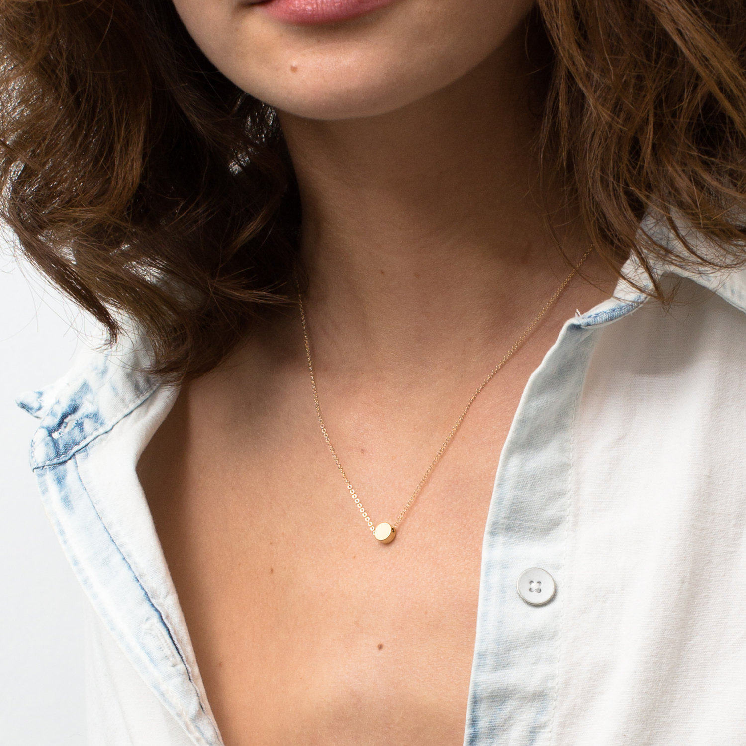 Simple Circle Necklace / Delicate Coin Necklace / The DOT Necklace with 18k Gold Filled or Sterling Silver Chain Layered And Long LN319