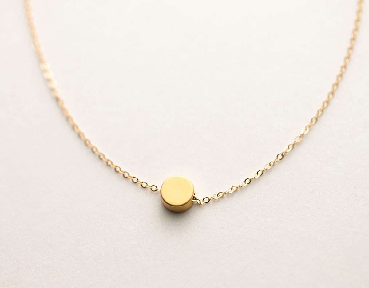 Simple Circle Necklace / Delicate Coin Necklace / The DOT Necklace with 18k Gold Filled or Sterling Silver Chain Layered And Long LN319