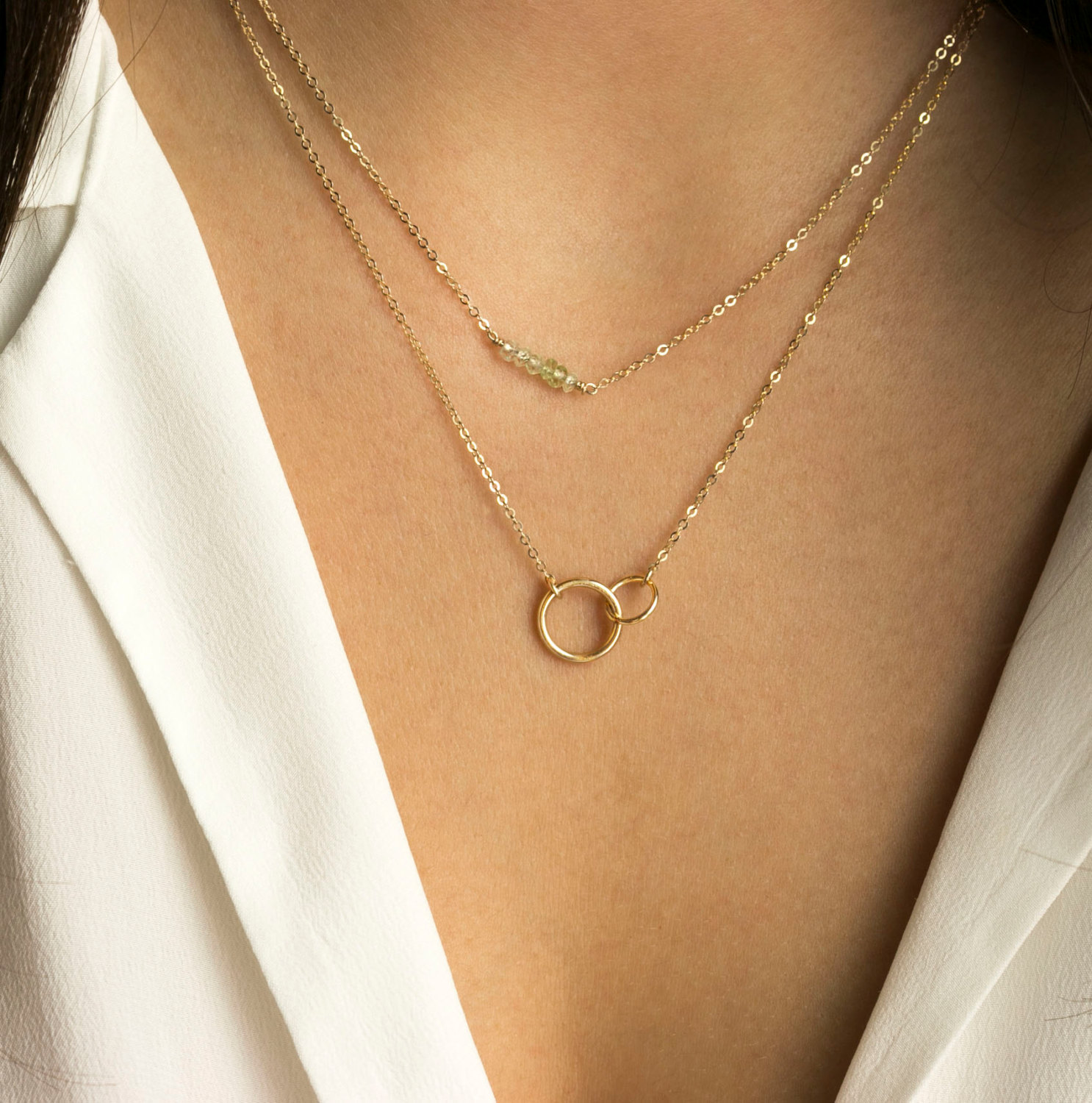 Simple Gold UNITY LINK Infinity Necklace, 18k Gold Fill, Sterling Silver, Linked Rings Layering Necklace, Mom Gift, Layered and Long, LN318