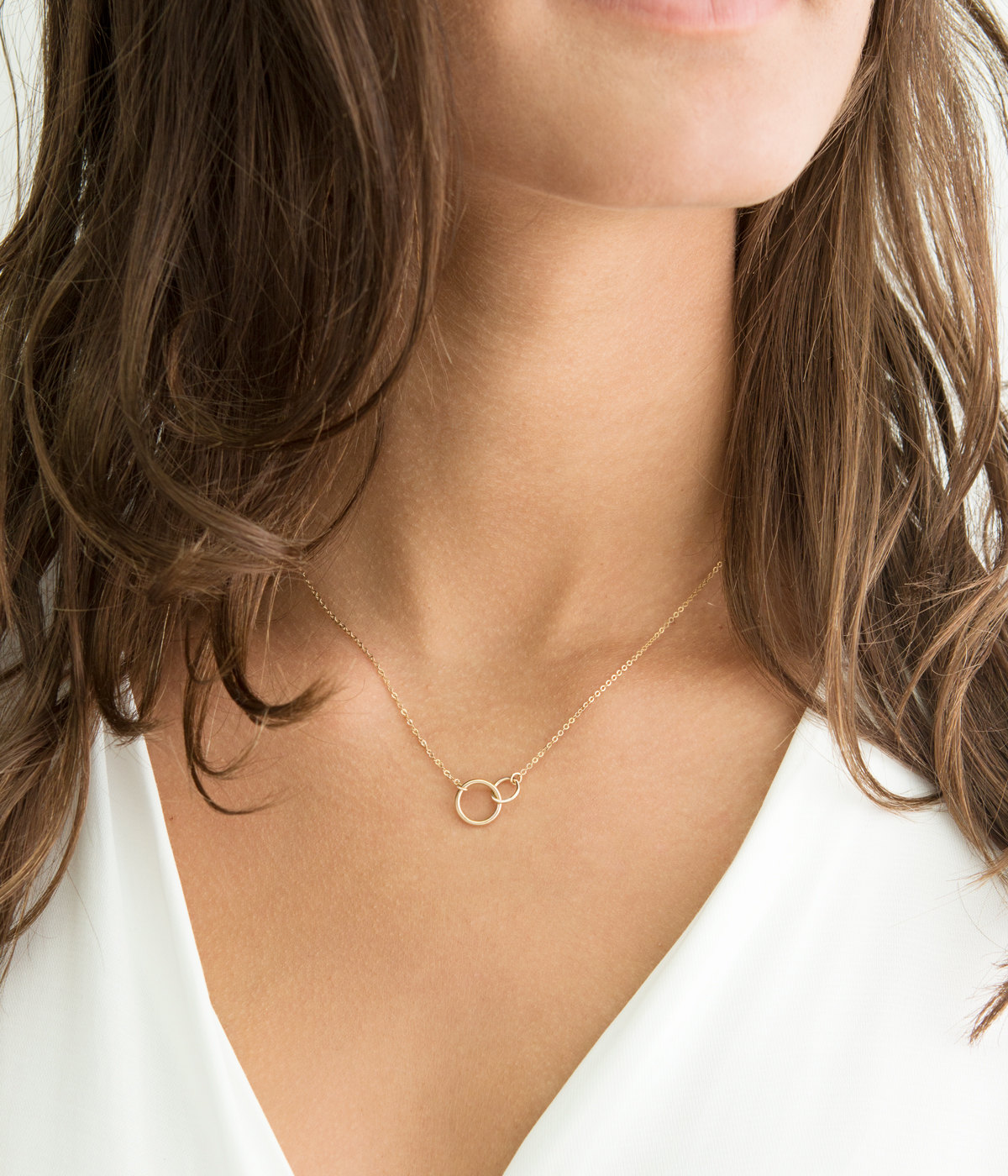 Simple Gold UNITY LINK Infinity Necklace, 18k Gold Fill, Sterling Silver, Linked Rings Layering Necklace, Mom Gift, Layered and Long, LN318