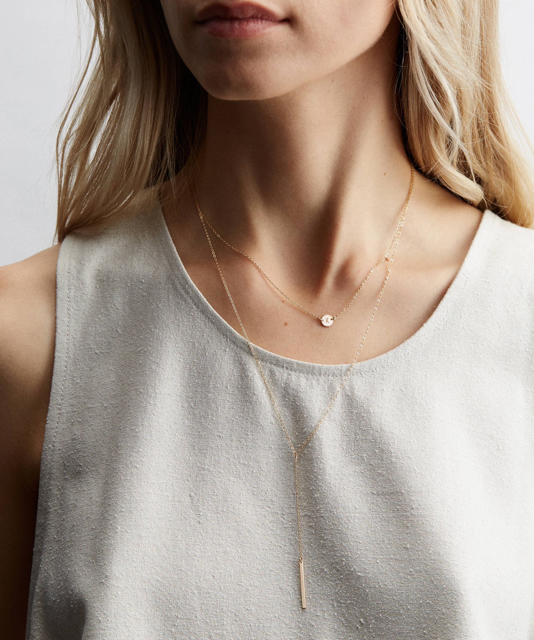 Super Dainty Initial Necklace &bull; Custom Personalized Tiny Disk Necklace (or Blank Delicate Disc) 18k Gold Fill, Sterling, Rose Gold: LN206_L