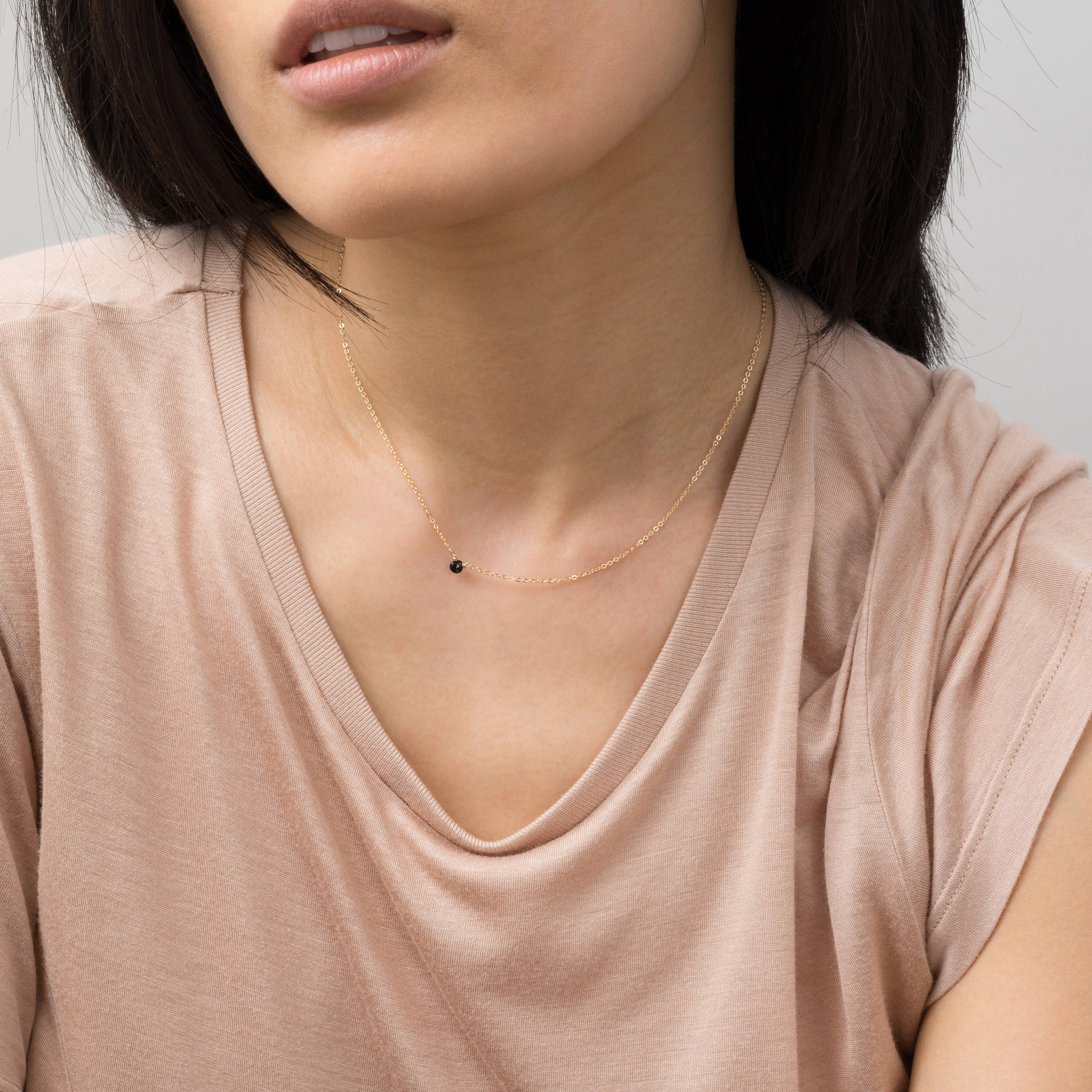 Ultra Dainty Necklace with Tiny Gemstone Drop, Simple Crystal Necklace / 18k Gold fill, Rose Gold, or Sterling Chain, Layered and Long LN618