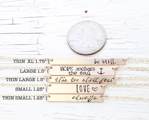 Anchor 18kt Gold Bar Necklace. Hand Stamped Jewelry. Minimalist, Engraved Necklace. Layering Bar Necklace, Anchor Jewelry, Stamped Gold Bar