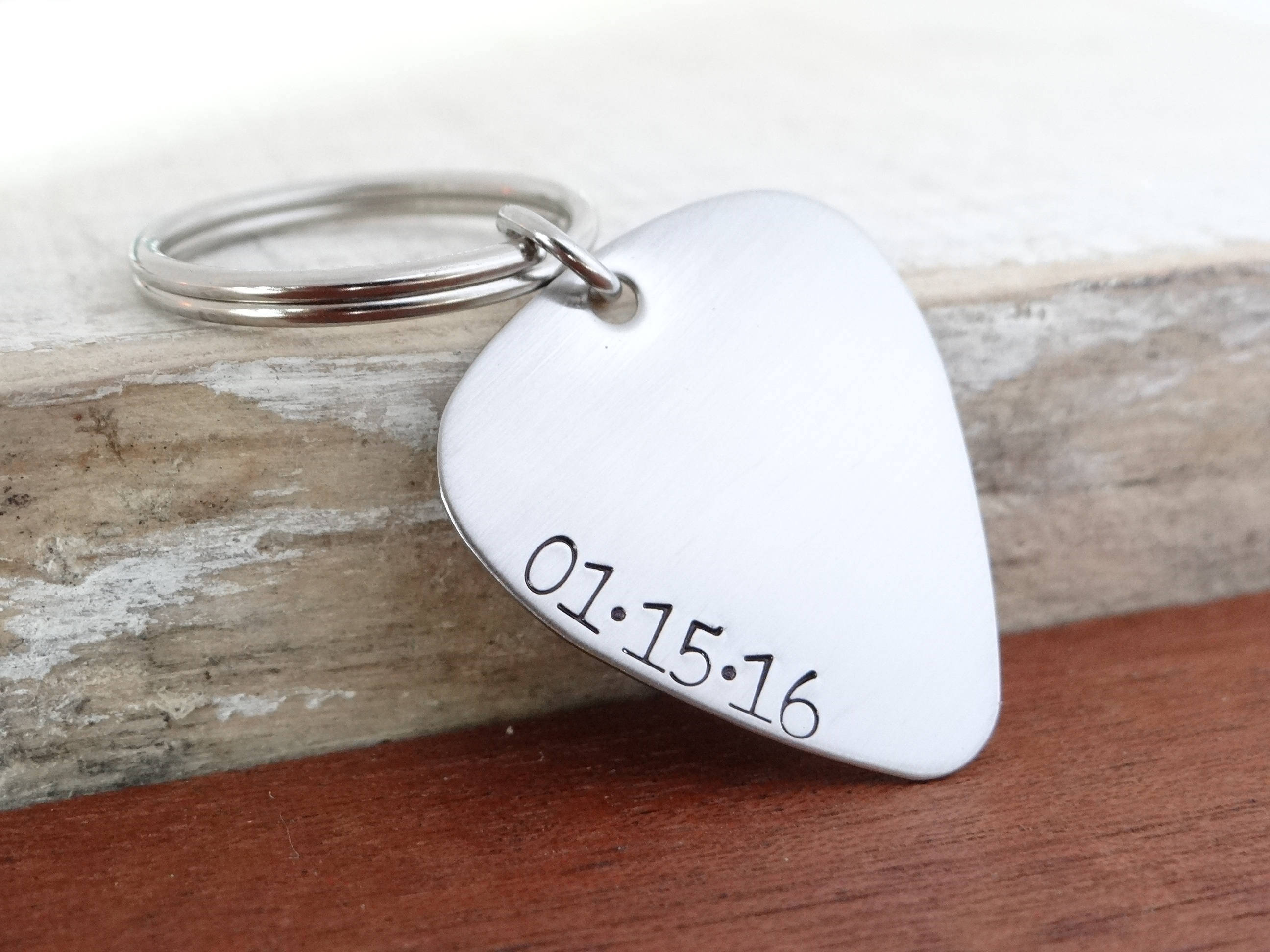 Guitar Pick Keychain with Custom Date. Stainless Steel Guitar Pick. Recovery, Sobriety, Anniversary, Birth Date. Necklace or Keychain