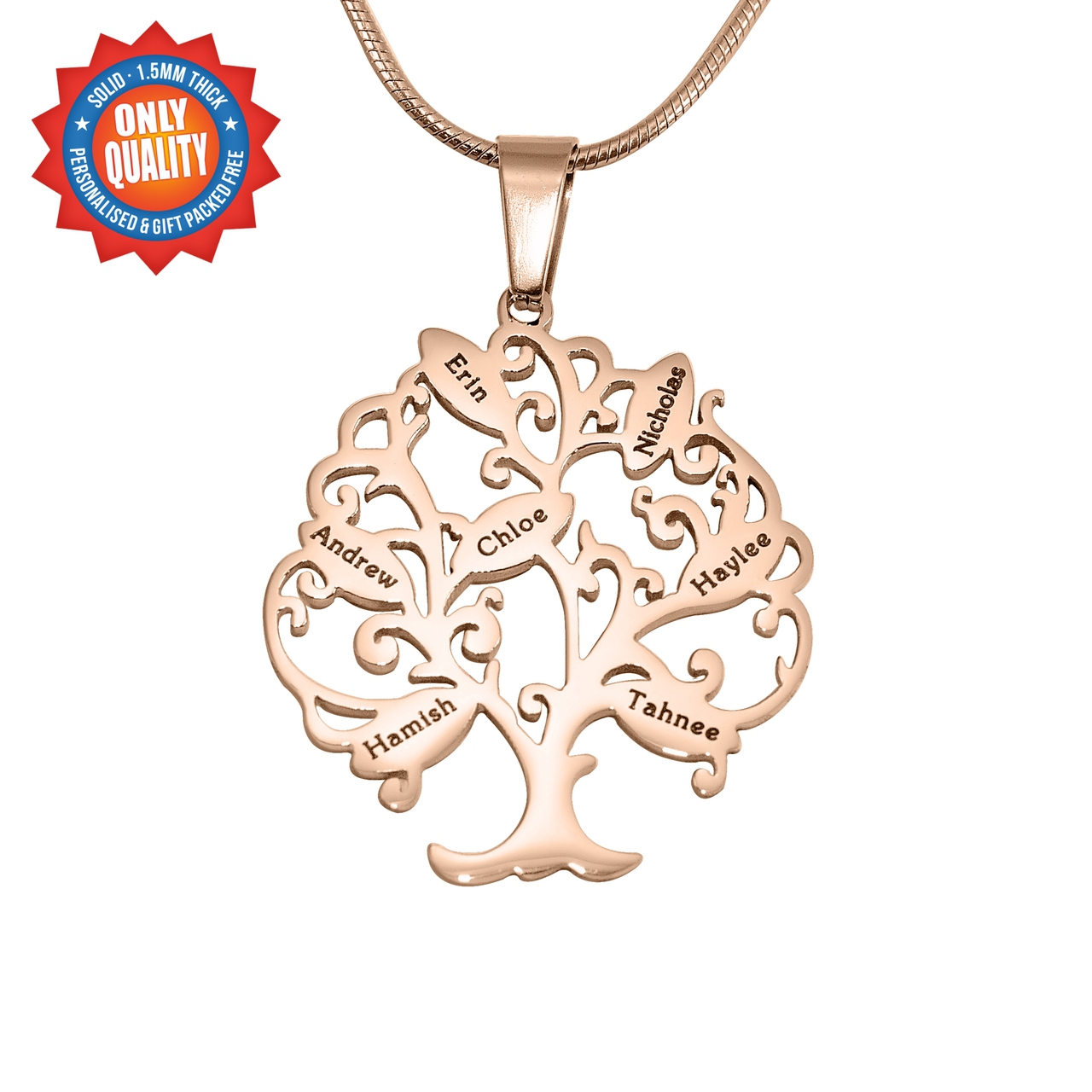 Tree of My Life Necklace 7 - Rose Gold - The Handmade &trade;
